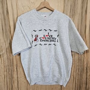 Jerzees Vintage 80s I Love Country Dancing Short Sleeve Sweatshirt Wmns Sz Lg